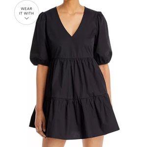 Black Aqua Puff Sleeve Mini Dress